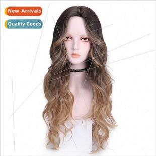 hair natura curled set head full long female wig hand Blonde