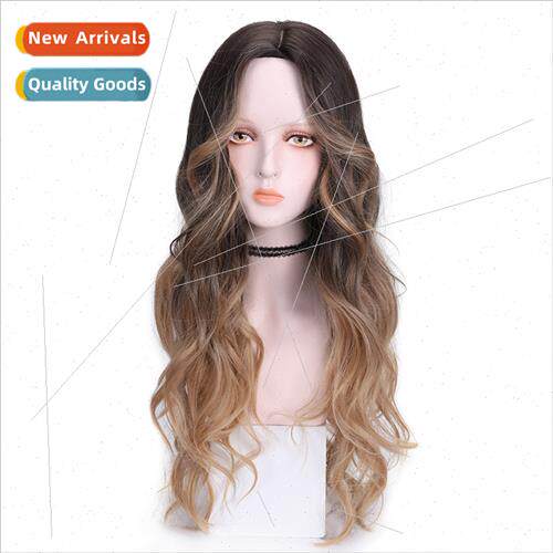 Blonde hand curled wig female long hair full head set natura