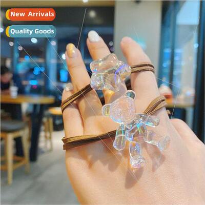 Star bear ins transparent ice cube hair rope simple hair cir