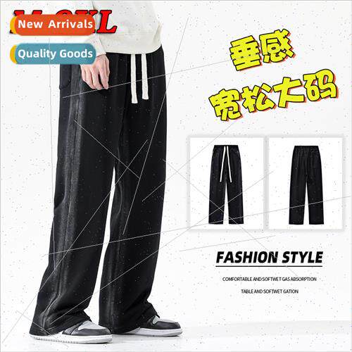 Large size straight pants men American high set big board mi