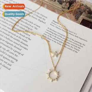 layered double stacking necklace creative s925 female silver