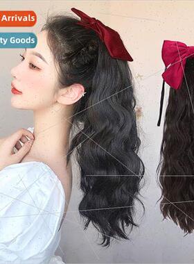 Wigs 适用women strap-on long hair wool curls bow chemical fi