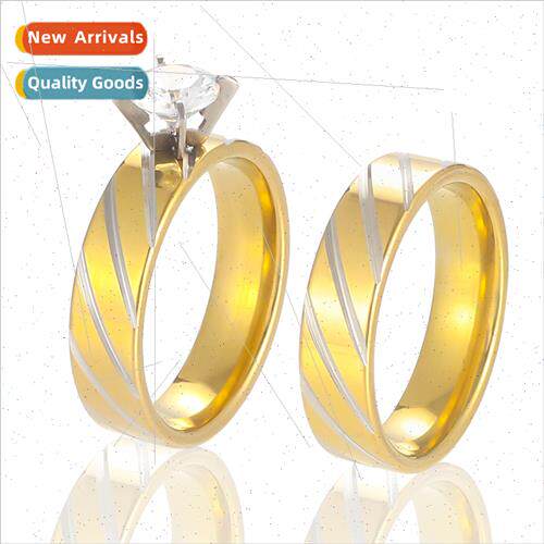 Europe Uned States 6mm twill gold tanium couple ring fashion