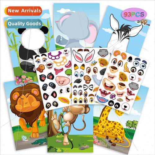 Fun diy children stickers focus animals dinosaurs elephants
