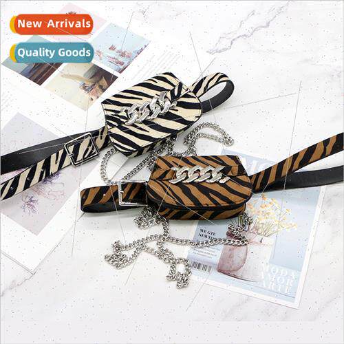 Korea ladies belt belt bag female belt leopard flannel decor