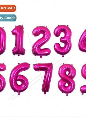 32 inch body number balloon Slim rosy red number aluminum fi