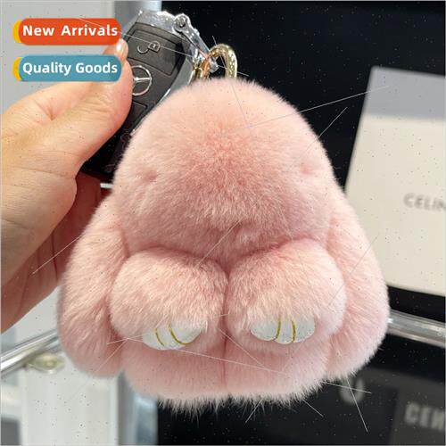 Genuine cute otter rabb hair doll bunny car keychain pendant