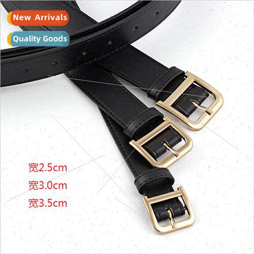 Europe letter D buckle black vintage belt women versatile ca
