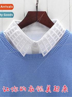 Fake Collar Ladies Lace 2017 New Autumn Winter Plaid Hundred