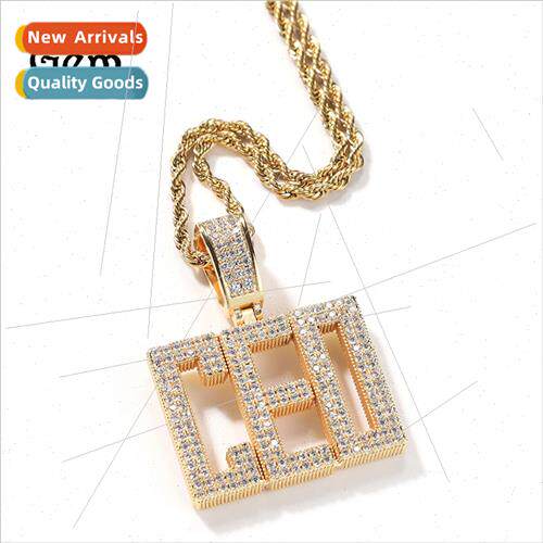 Hip Hop Europe Full Zirconium Block Letter Necklace DIY Patc