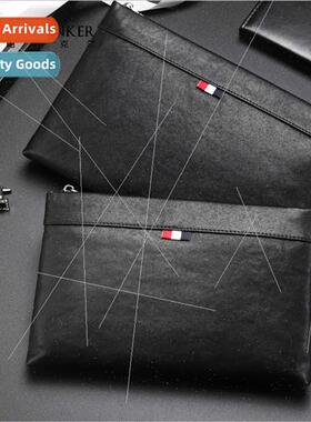New leather men fashion handbags color blocking clutch envel