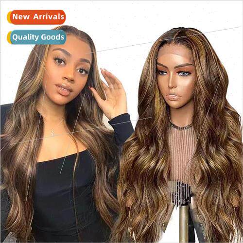Europe wigs long curly hair big waves gradient black brown f
