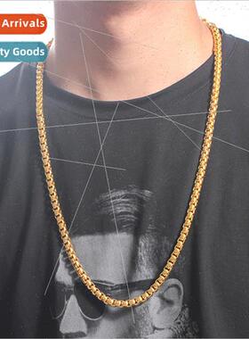 Hip Hop Gold Necklace Fashion mple Square Pearl Pin