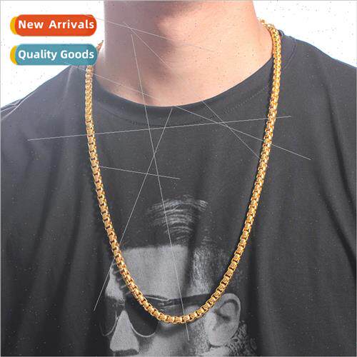 Hip Hop Gold Necklace Fashion mple Square Pearl Pin