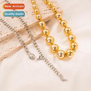 tanium steel necklace Europe fashion beads female ins trans