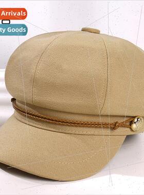 Spring Autumn simple leisure solid color Korean octagonal ha