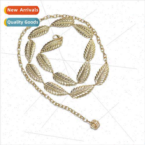 Womens Belt Ladies Casual Decoration Leaf Chain Waist Chain