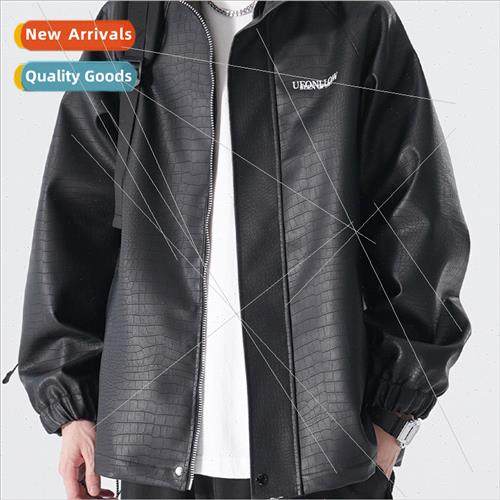 American casual leather jacket men fall coat ins high set la