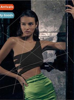 Sexy strappy backless one-shoulder slimming nightclub queen