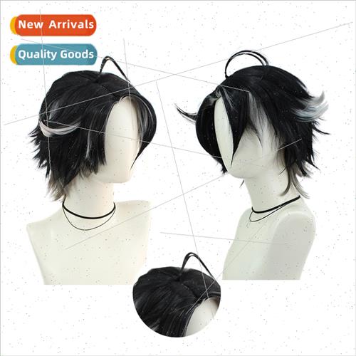 Leosly cos wig simulation scalp top mixed color patchwork wi