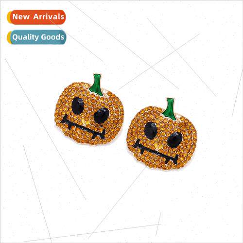 weird Halloween pumpkin pumpkin skull earrings fashion fun a