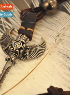 New retro metal pendant cowhide necklace Korean fashion jewe