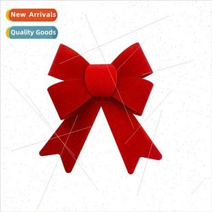Bow Decoration PVC Red Supp Flocking Christmas