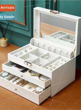 Jewellery box mirror multi-layer portable lock ring necklace