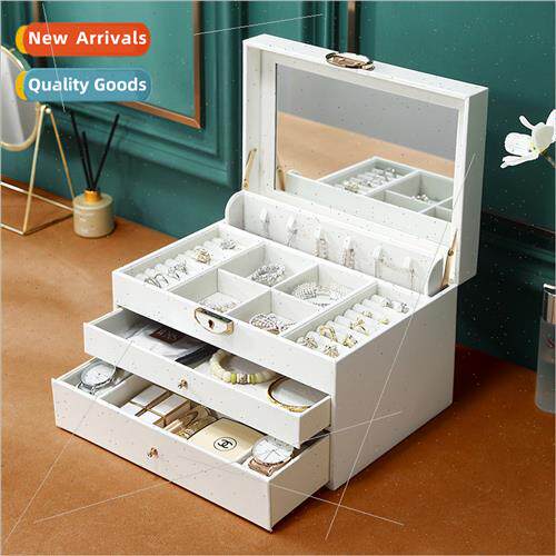 Jewellery box mirror multi-layer portable lock ring necklace