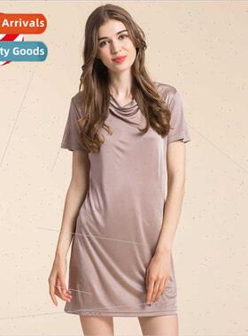 2023 Autumn new silk bottoming dress women swing collar outw