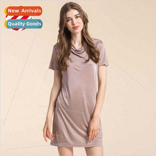 2023 Autumn new silk bottoming dress women swing collar outw