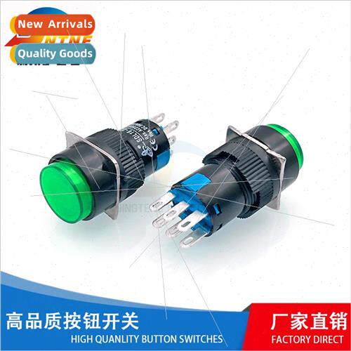 Convex head wh light self reset push button swch 16mm round
