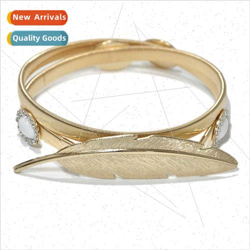 Fashion Europe Ladies Metal Spring Waist Chain Rhinestone In