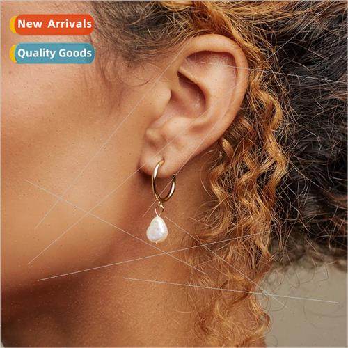 Baroque pearl earrings female earrings gold stainless steel