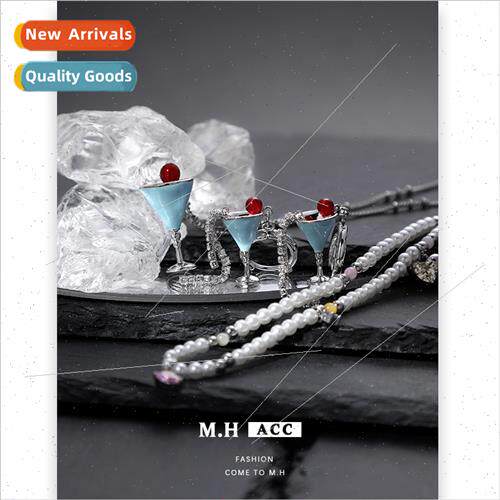 Blue wine glass tassel earrings female fashion earrings deli