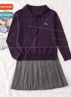 Japan jk unim college knted cardigan V-neck lapel blouse set