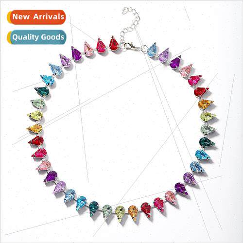 Europe ins fashion high sense necklace colourful rhinestone