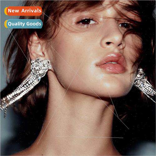 ins Korea Alloy colorful diamonds long tassel earrings senio