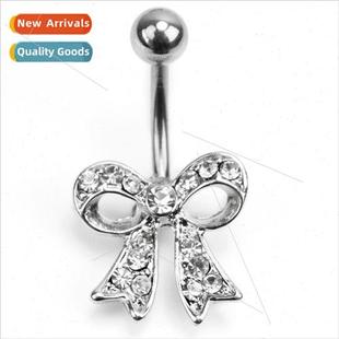 button ring navel Bow Diamonds belly nails tie