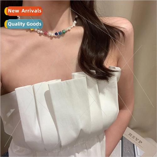 Zhou Yutong colorful flowers patchwork pearl necklace female