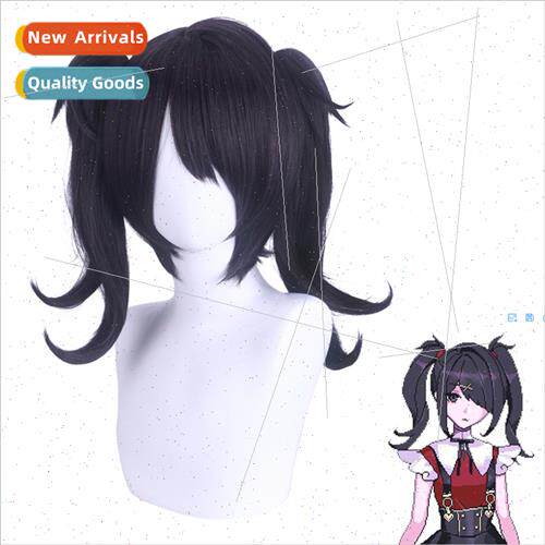 Anime wigs Anchor girl black double ponytail cosplay wig Hea