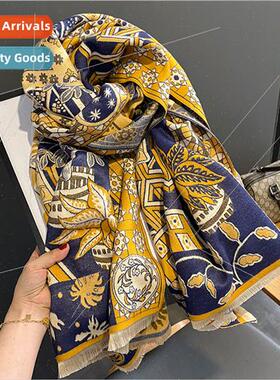 2023 scarf female winter Korean printing fashion faux cashme