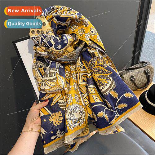 2023 scarf female winter Korean printing fashion faux cashme