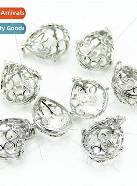 Openable Hollowed Out Water Drop Teardrop Photo Box Pendant