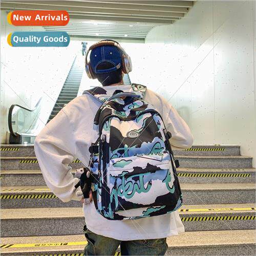 new tide  shoulder bag men ins tide cool large capacy graffi
