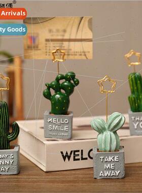 Mini Ornament Green Cactus Business Card Holder Cactus Pilla