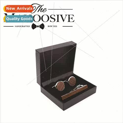 2022 fall new round cufflinks solid wood American black waln
