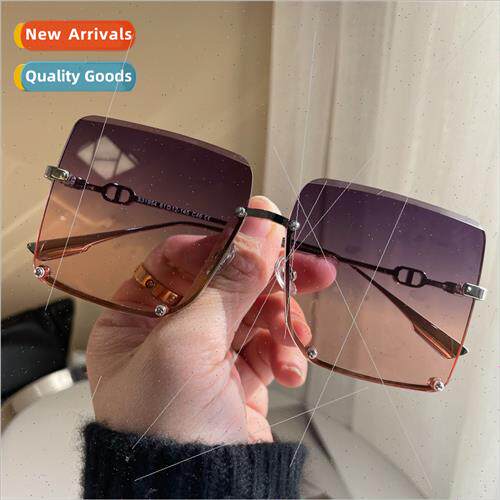 Europe metal large frame sunglasses new big  half frame cut