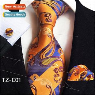 scarf cufflinks fabric tie jacquard pocket three Hand set