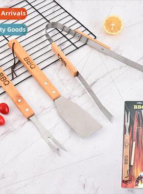 BBQ Stainless Steel BBQ Grill Set Stainless Steel Wooden Han